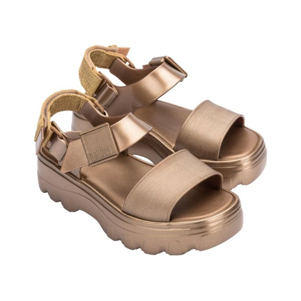 Melissa Shoes Kick Off Metallic Platform Sandal, Gold